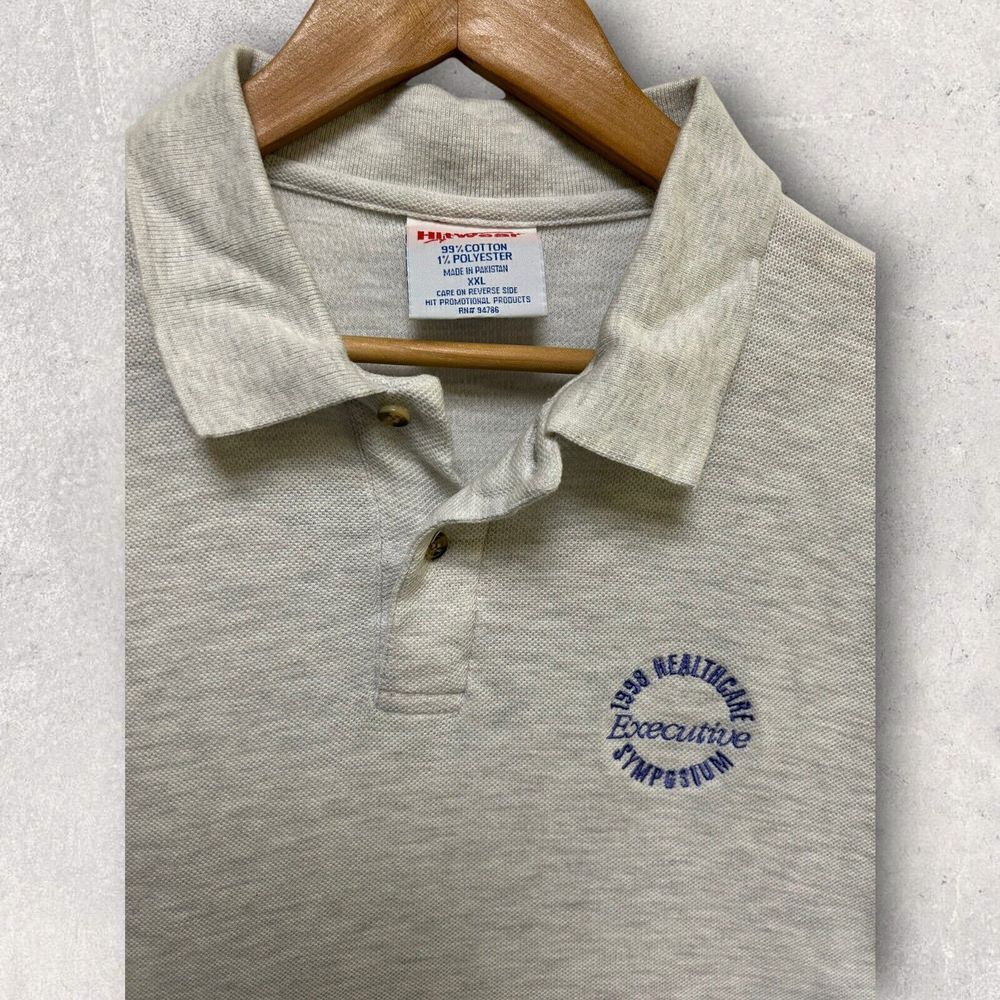 Vintage 1998 Executive Healthcare‎ Symposium Men's Short Sleeve Polo Gray 2XL